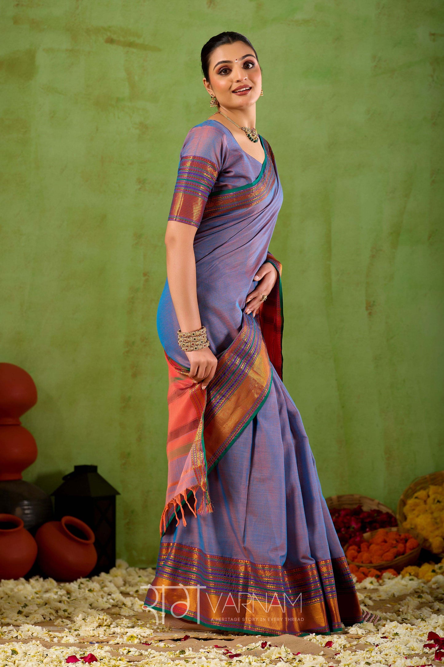 Raag Varnam Lavnder Narayanpet Mercerized Cotton Saree