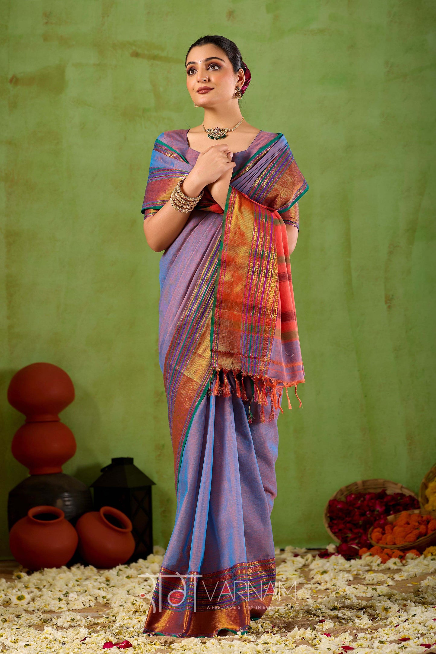 Raag Varnam Lavnder Narayanpet Mercerized Cotton Saree