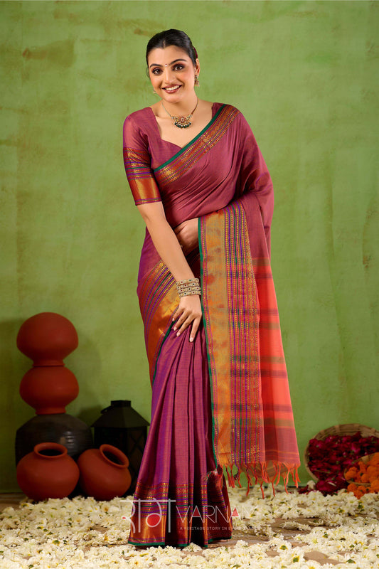 Raag Varnam Pink Narayanpet Mercerized Cotton Saree
