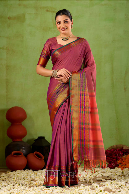 Raag Varnam Pink Narayanpet Mercerized Cotton Saree