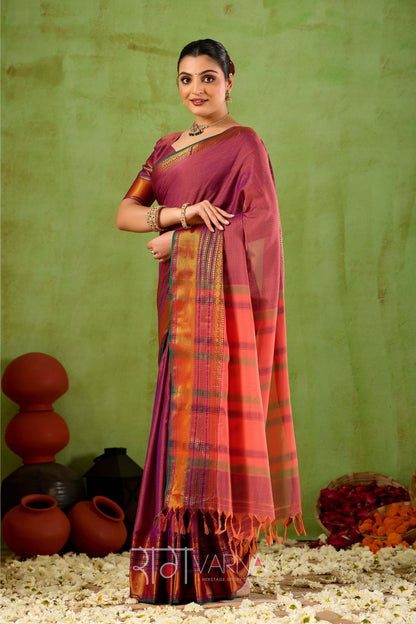 Raag Varnam Pink Narayanpet Mercerized Cotton Saree