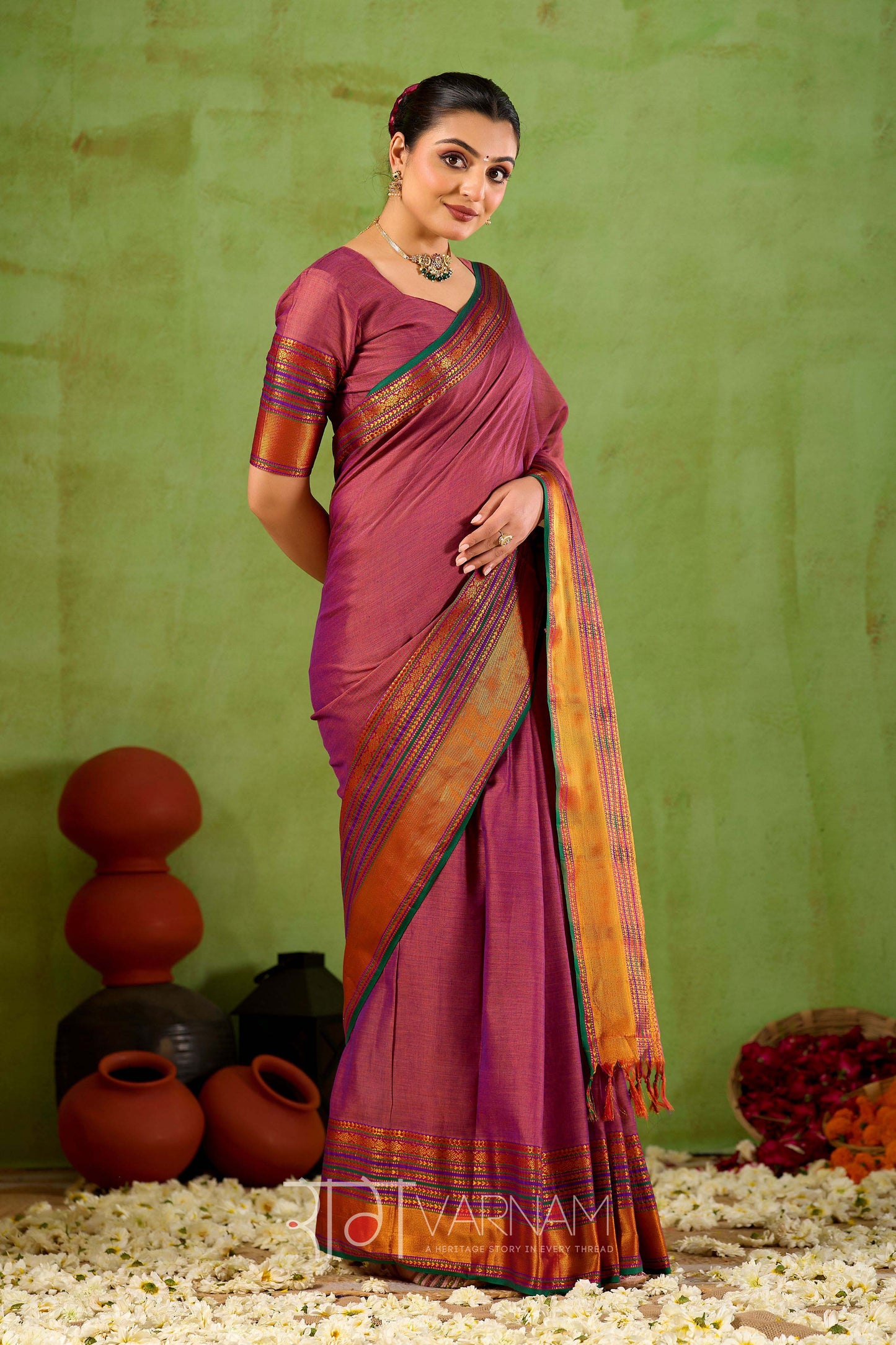 Raag Varnam Pink Narayanpet Mercerized Cotton Saree