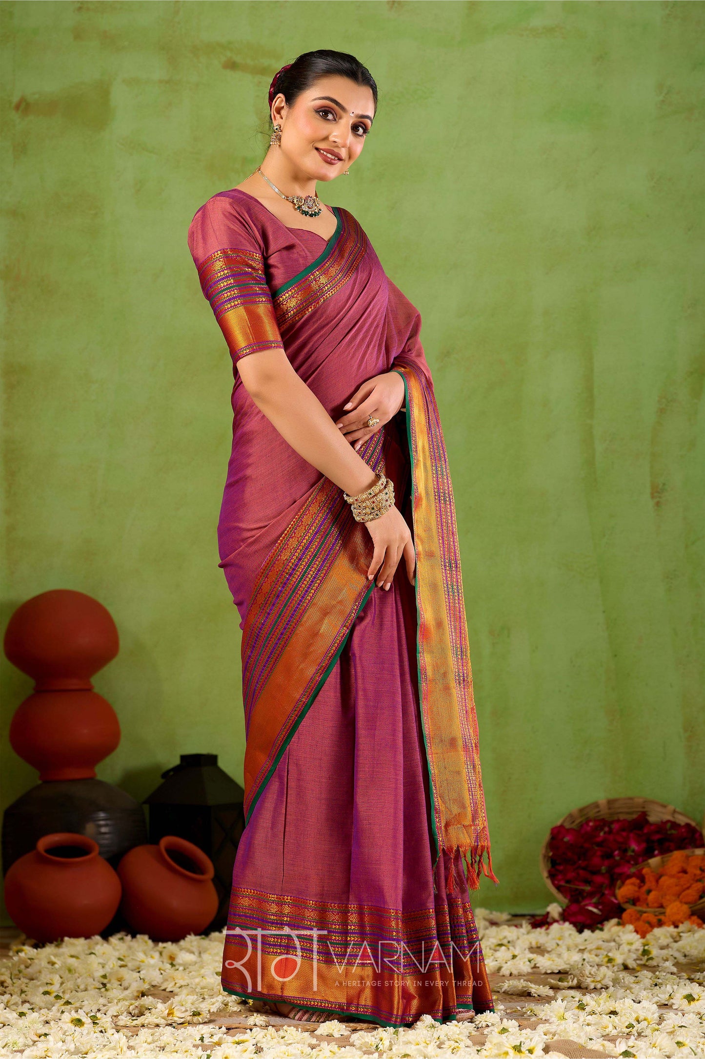 Raag Varnam Pink Narayanpet Mercerized Cotton Saree
