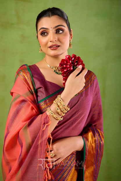 Raag Varnam Pink Narayanpet Mercerized Cotton Saree