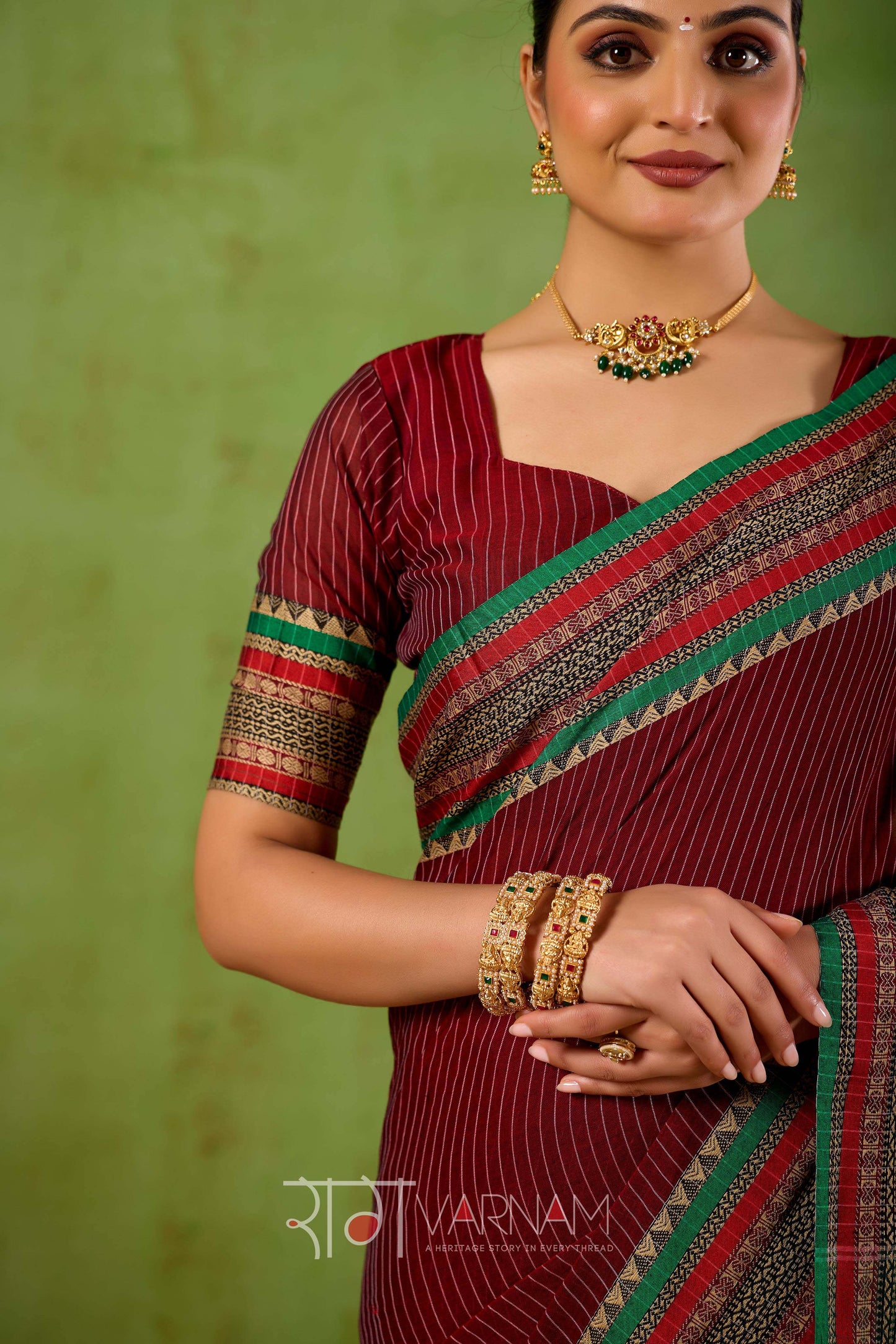 Raag Varnam Maroon Narayanpet Mercerized Cotton Saree