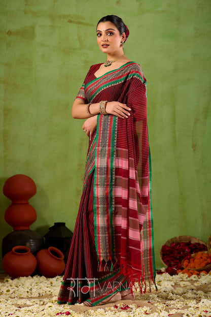 Raag Varnam Maroon Narayanpet Mercerized Cotton Saree