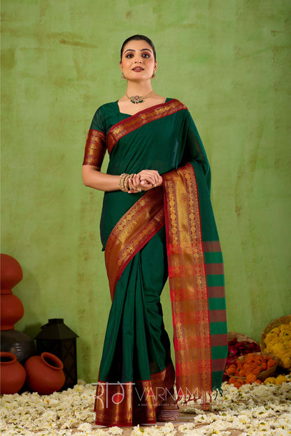 Raag Varnam Green Narayanpet Mercerized Cotton Saree