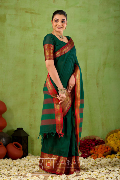 Raag Varnam Green Narayanpet Mercerized Cotton Saree