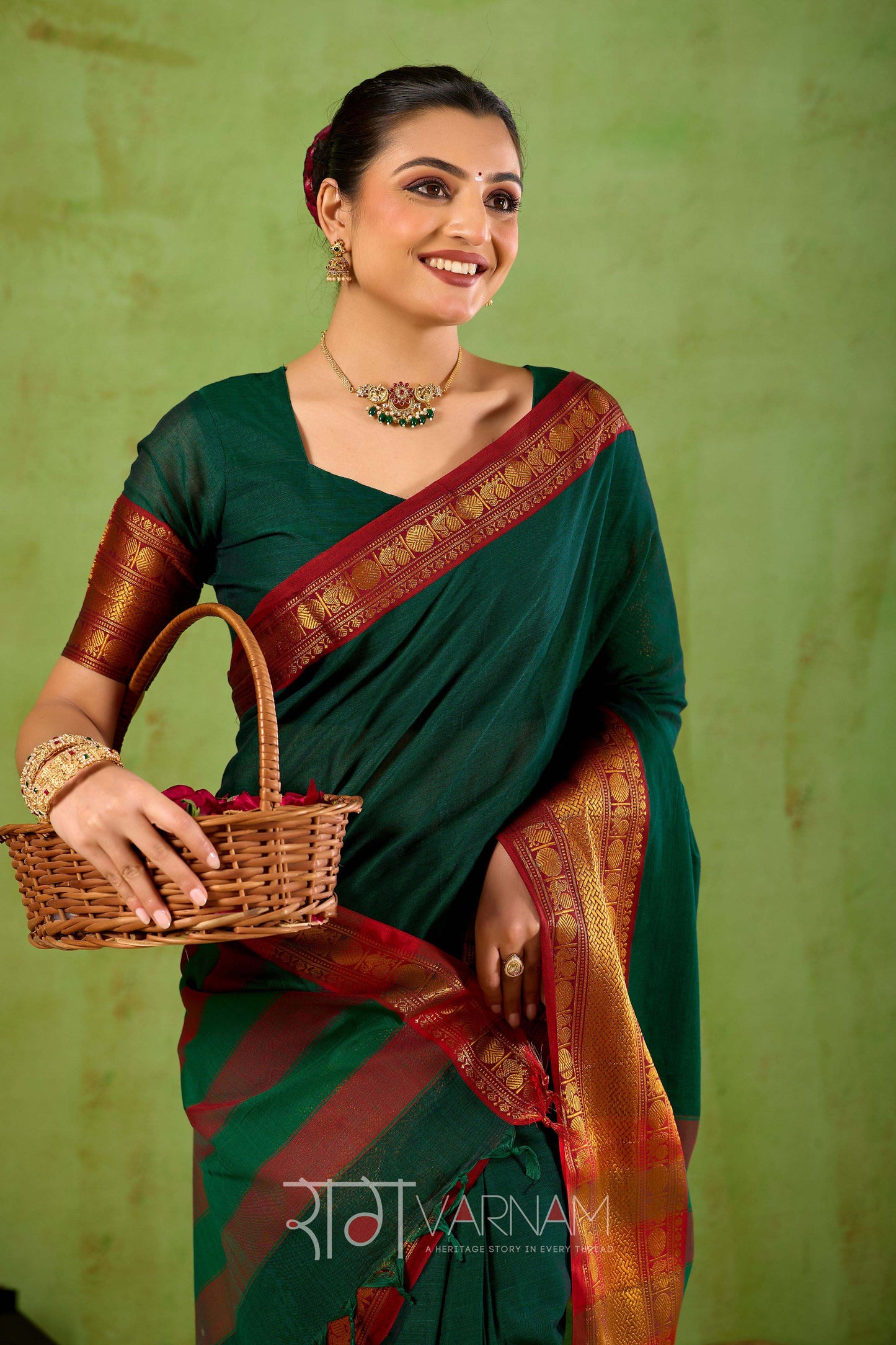 Raag Varnam Green Narayanpet Mercerized Cotton Saree