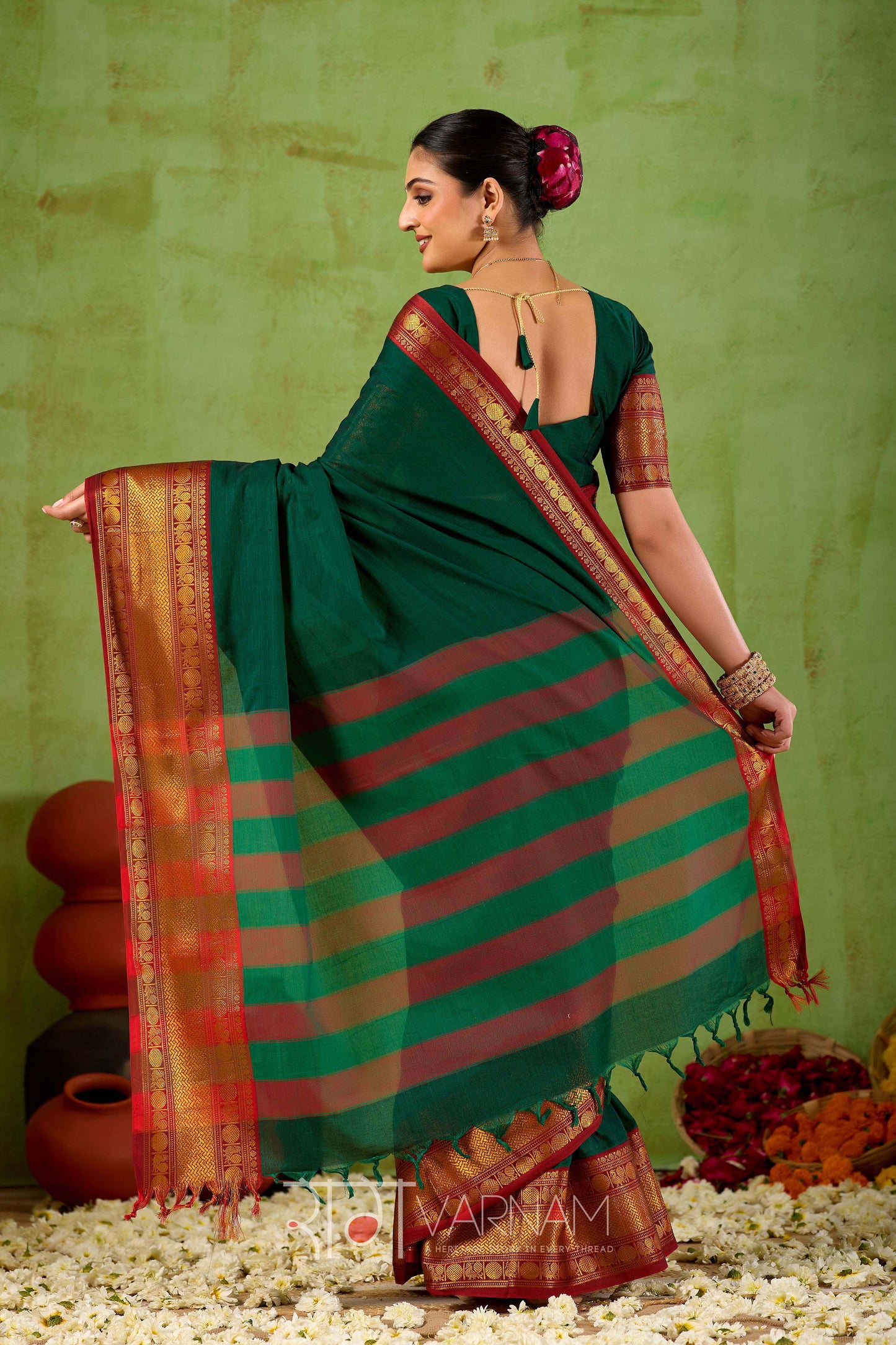 Raag Varnam Green Narayanpet Mercerized Cotton Saree