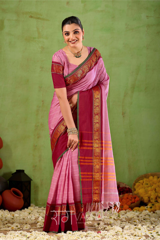 Raag Varnam Pink Narayanpet Mercerized Cotton Saree