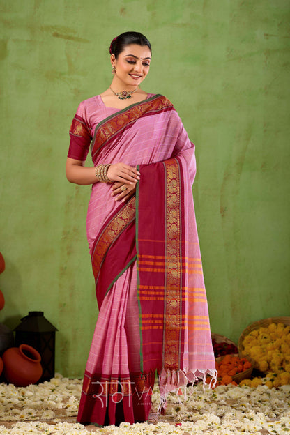 Raag Varnam Pink Narayanpet Mercerized Cotton Saree