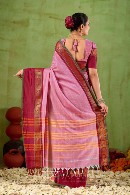 Raag Varnam Pink Narayanpet Mercerized Cotton Saree