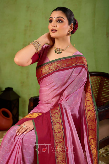 Raag Varnam Pink Narayanpet Mercerized Cotton Saree