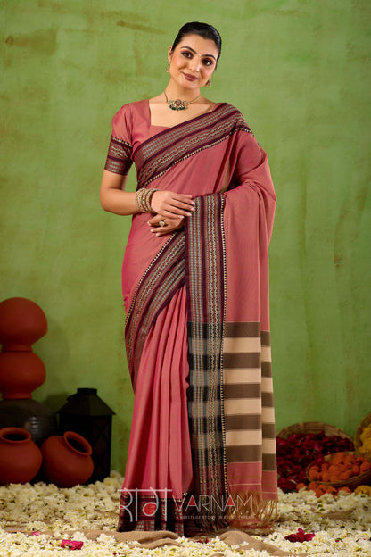 Raag Varnam Dusty Pink Narayanpet Mercerized Cotton Saree