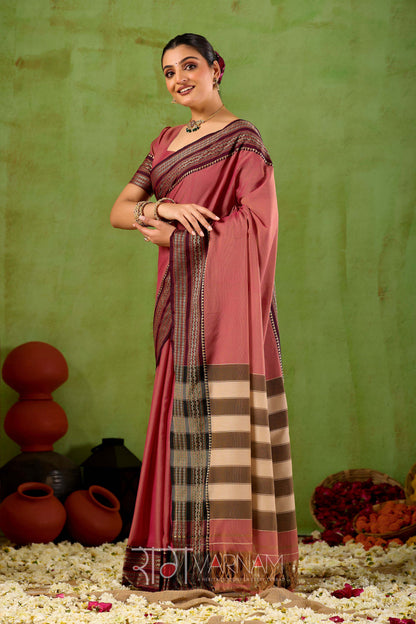 Raag Varnam Dusty Pink Narayanpet Mercerized Cotton Saree