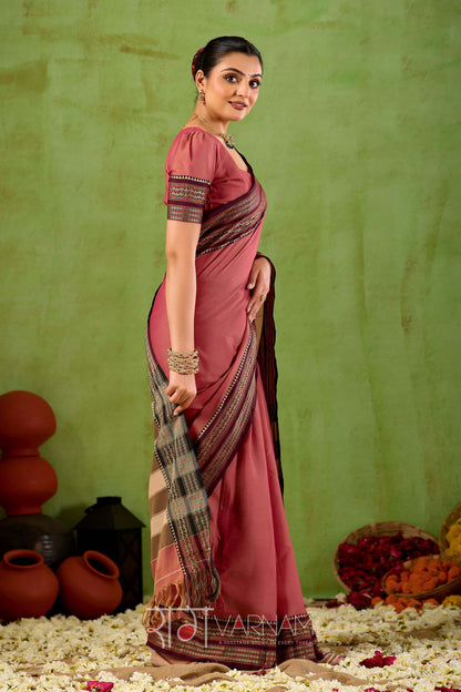 Raag Varnam Dusty Pink Narayanpet Mercerized Cotton Saree