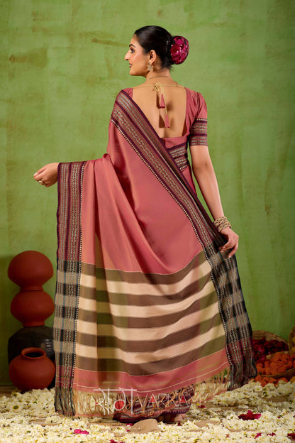 Raag Varnam Dusty Pink Narayanpet Mercerized Cotton Saree
