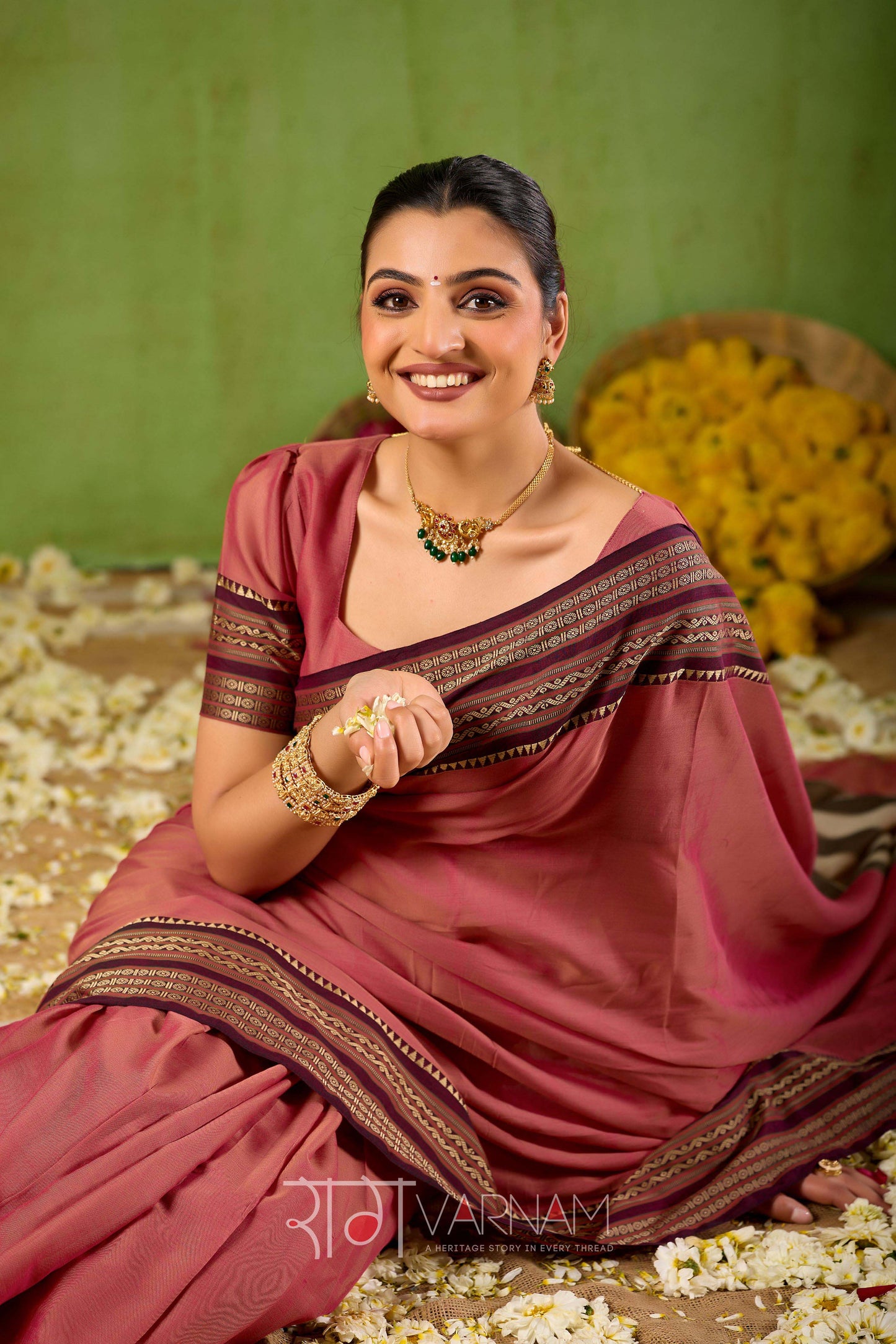 Raag Varnam Dusty Pink Narayanpet Mercerized Cotton Saree