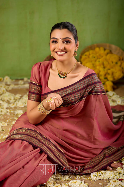 Raag Varnam Dusty Pink Narayanpet Mercerized Cotton Saree