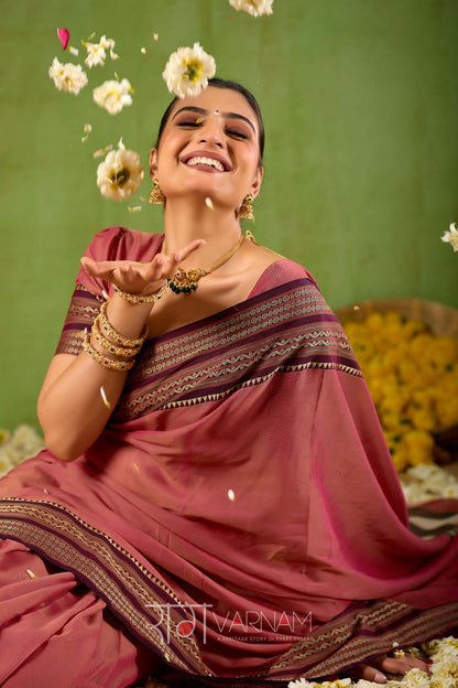 Raag Varnam Dusty Pink Narayanpet Mercerized Cotton Saree