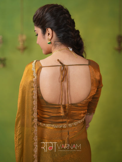 Raag Varnam Zimmy Choo Fandy Silk Saree With Hand Work Lace Border & Comes With Unstitched Blouse Piece