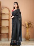 Raag Varnam Black Handloom Cotton Saree With Designer Blouse