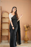 Raag Varnam Elegant Black Handloom Cotton Saree & Designer Blouse