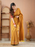 Raag Varnam Mustrad Handloom Cotton Saree With Designer Blouse
