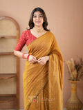 Raag Varnam Mustrad Handloom Cotton Saree With Designer Blouse