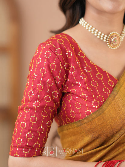 Raag Varnam Mustrad Handloom Cotton Saree With Designer Blouse