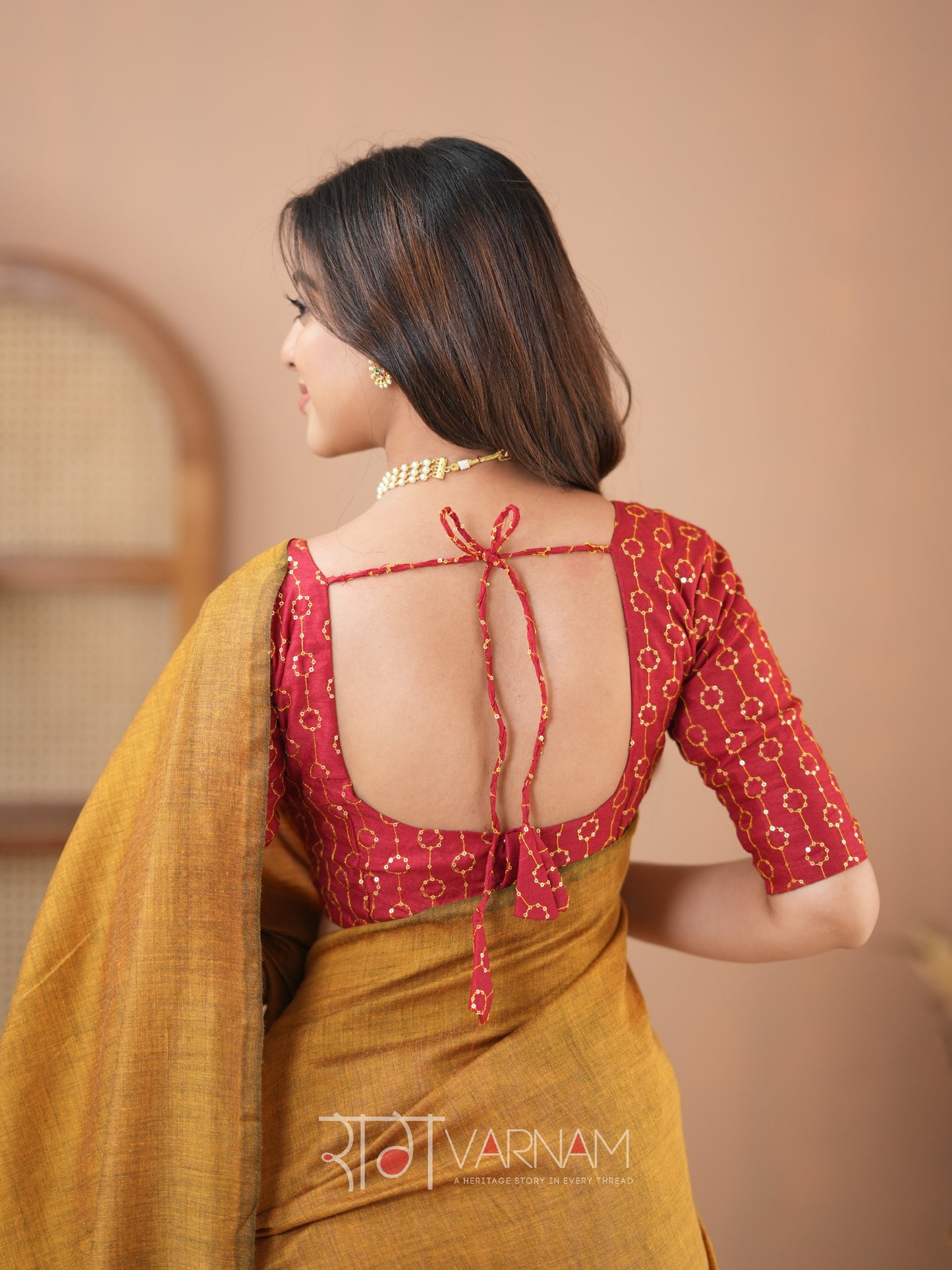 Raag Varnam Mustrad Handloom Cotton Saree With Designer Blouse