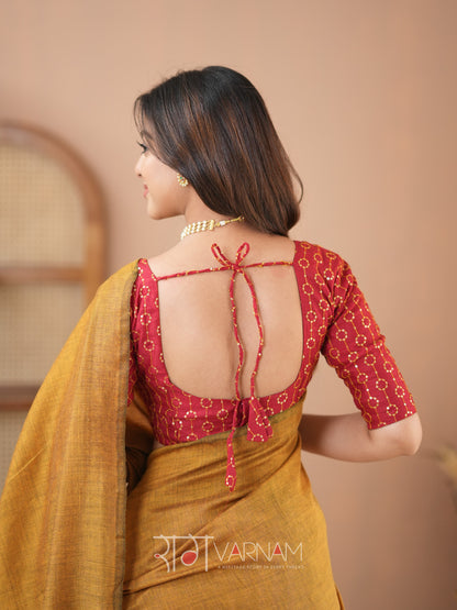 Raag Varnam Mustrad Handloom Cotton Saree With Designer Blouse