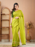 Raag Varnam Green Handloom Cotton Saree With Designer Blouse