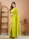 Raag Varnam Green Handloom Cotton Saree With Designer Blouse