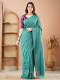 Raag Varnam Rama Green Handloom Cotton Saree With Designer Blouse