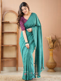 Raag Varnam Rama Green Handloom Cotton Saree With Designer Blouse
