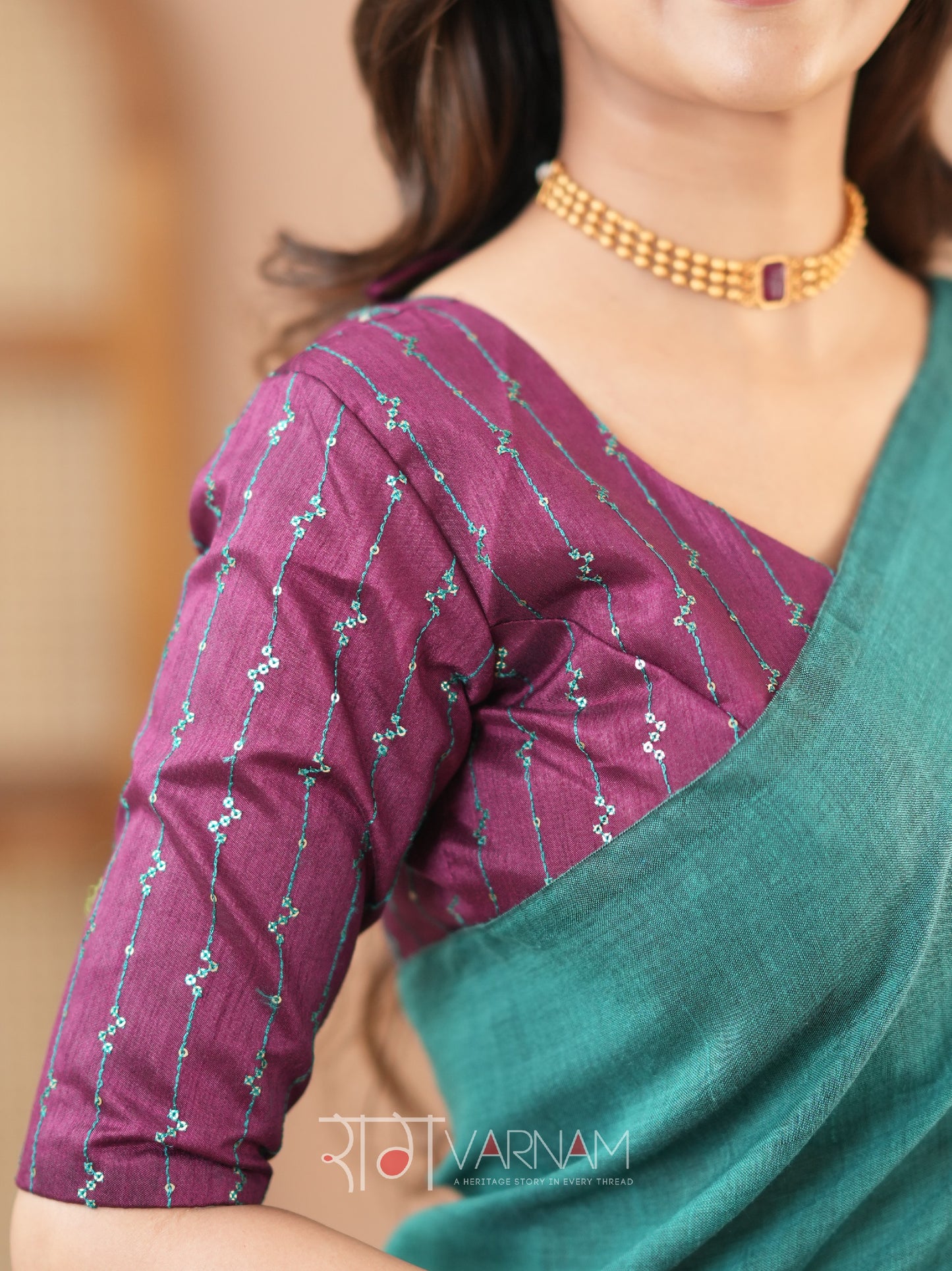 Raag Varnam Rama Green Handloom Cotton Saree With Designer Blouse