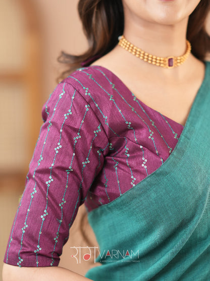 Raag Varnam Rama Green Handloom Cotton Saree With Designer Blouse