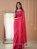 Raag Varnam Pink Stripe cotton Saree designer Work Blouse