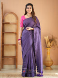 Raag Varnam Violet Stripe cotton Saree designer Work Blouse