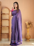 Raag Varnam Violet Stripe cotton Saree designer Work Blouse