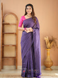 Raag Varnam Violet Stripe cotton Saree designer Work Blouse