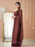 Raag Varnam Wine Stripe cotton Saree designer Work Blouse