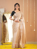 Raag Varnam Beige Handloom Tissue Saree With Designer Blouse