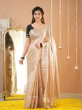 Raag Varnam Beige Handloom Tissue Saree With Designer Blouse