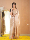 Raag Varnam Beige Handloom Tissue Saree With Designer Blouse