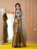 Raag Varnam Gold & Silver Handloom Tissue Saree With Designer Blouse