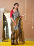 Raag Varnam Gold & Silver Handloom Tissue Saree With Designer Blouse