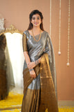 Raag Varnam Gold–Silver Handloom Tissue Saree with Designer Blouse